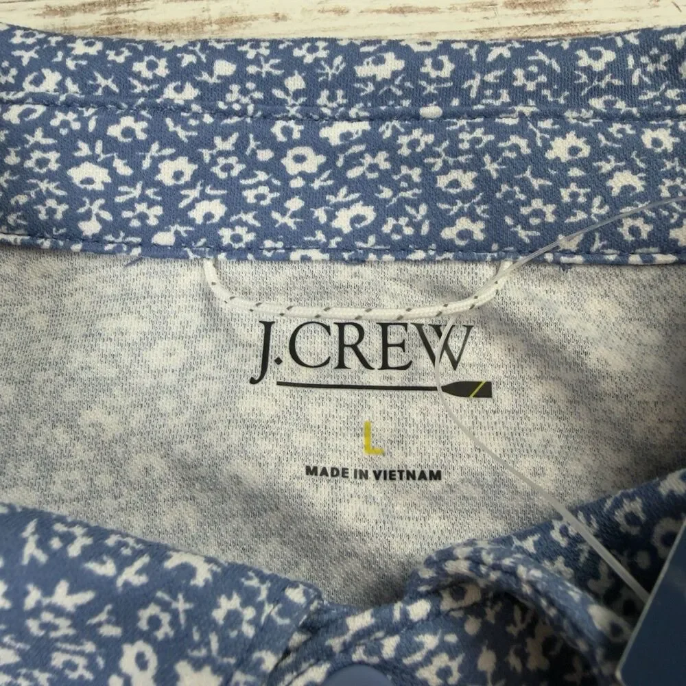 NWT J.Crew Performance Polo Shirt Men's XL COOLMAX Blue White Floral Golf BQ058